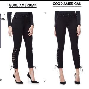NWT Good American good legs crop black lacce up 00